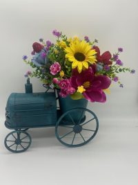 Blue Tractor Floral