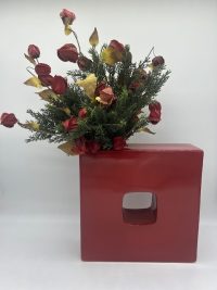 Red Christmas Cube Floral Decor