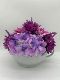 White Teapot Floral (Purple & Pink)