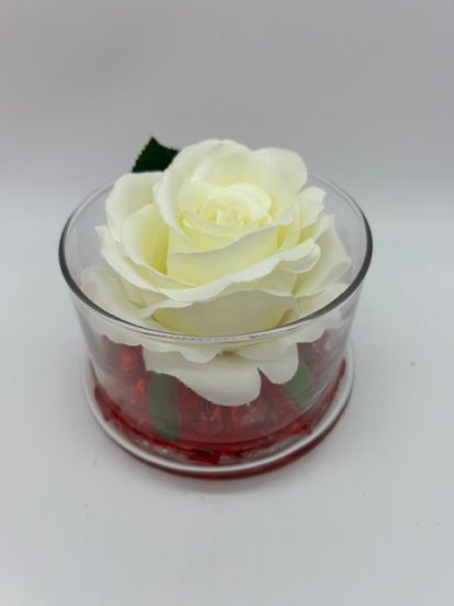 Silk Rose Glass Bowl Floral