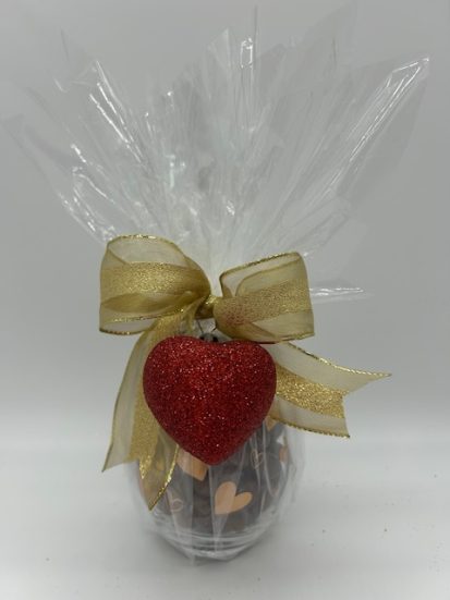 Heart Glass with Chocolate Almonds.