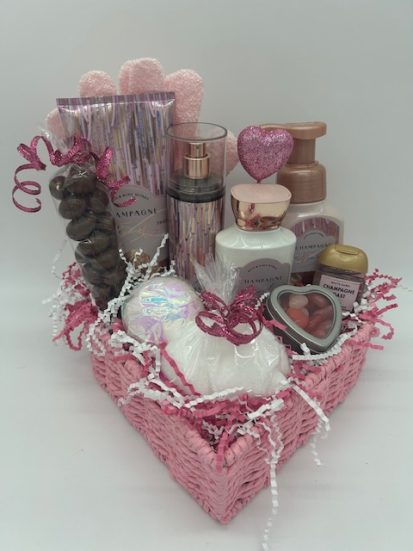 Valentines - Champagne Toast - Bath & Treat Basket.