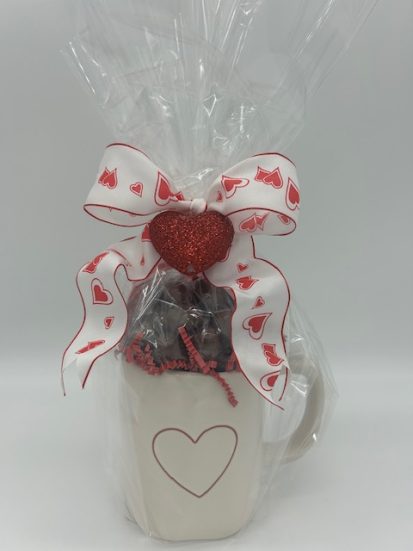 Valentines Heart Mug with Chocolate Almonds.